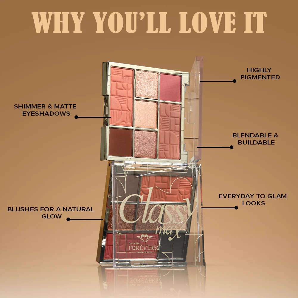 Classy Max 2 Color Blush + 5 Color Eyeshadow Palette