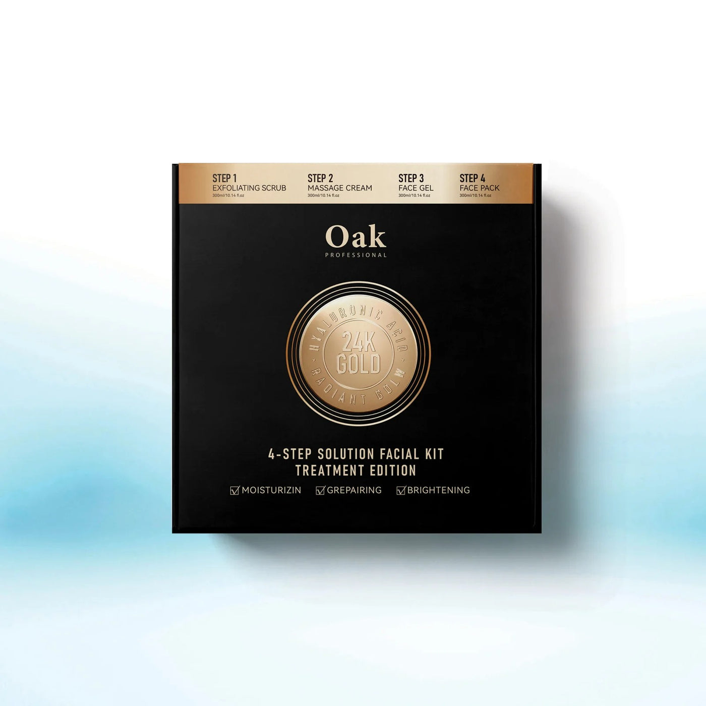 Oak Professional 24K Gold and Hyaluronic Acid 4-Step Facial Kit
