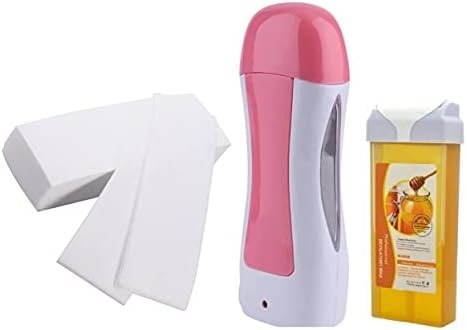 Single Cartridge Wax Heater Machine Waxing Kit Wax Warmer for Body Hair Removal with 100 Pieces Wax Paper Strip and 100g Cartridge Wax Honey (Set of 3)